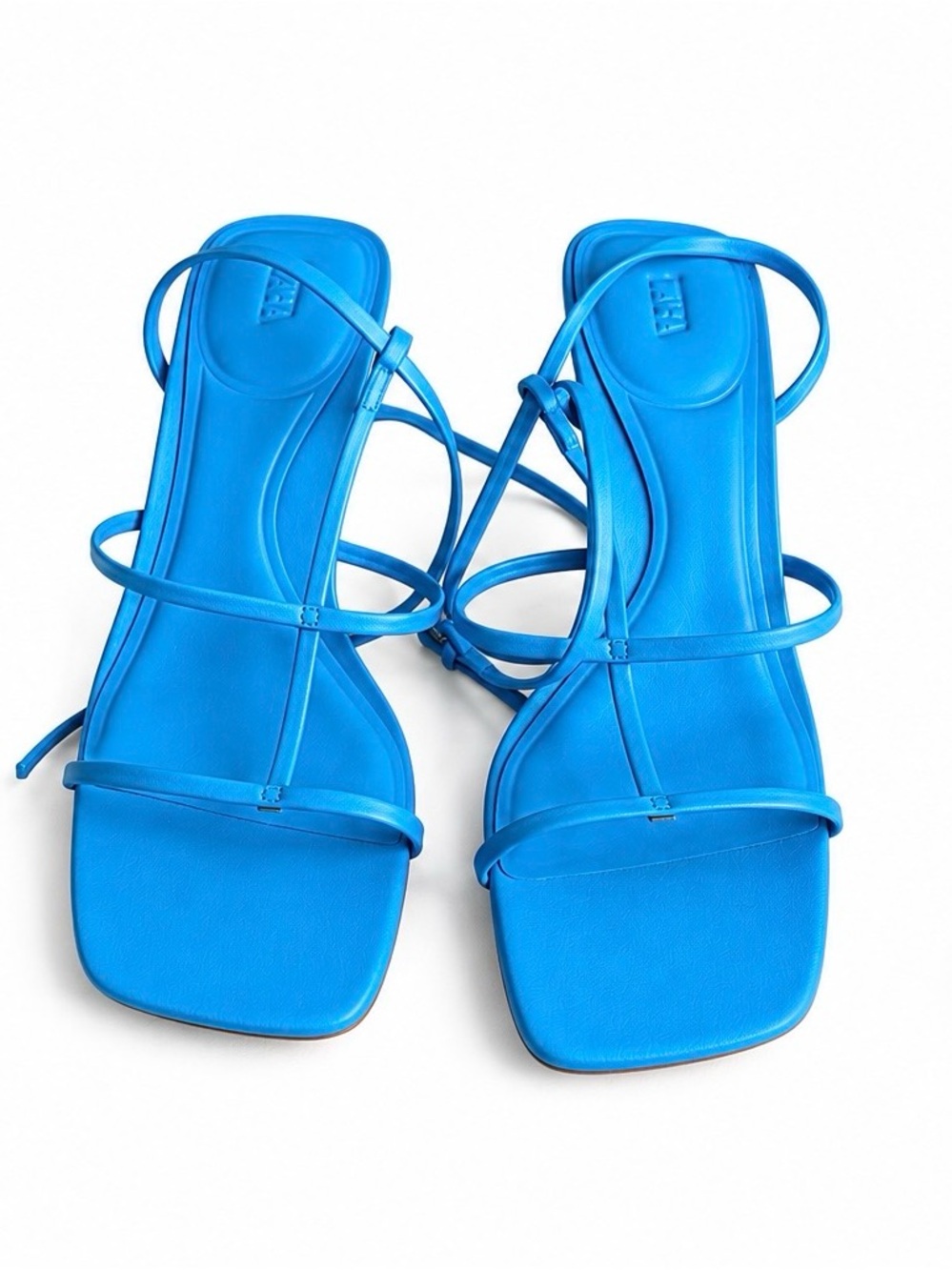 Zara Electric Blue Strappy Square-Toe Sandals